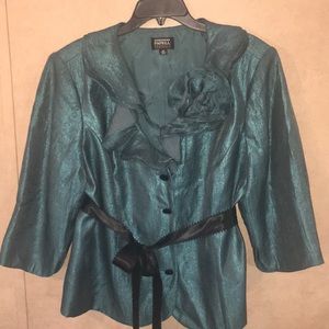 Teal Adrianna Papell Evening Essentials Blazer